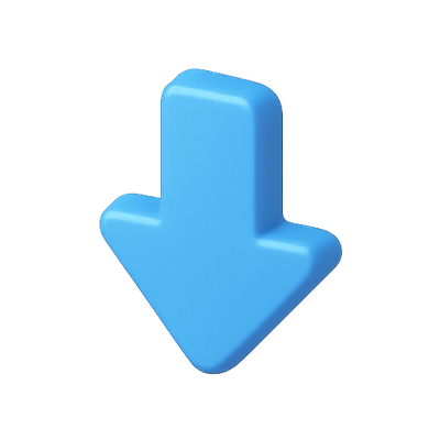 3D Blue Downward Arrow Icon