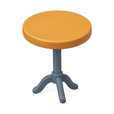 Stylish Round Table with Orange Top and Blue Base