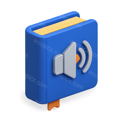 3D Book and Speaker Icon for Audio Learning