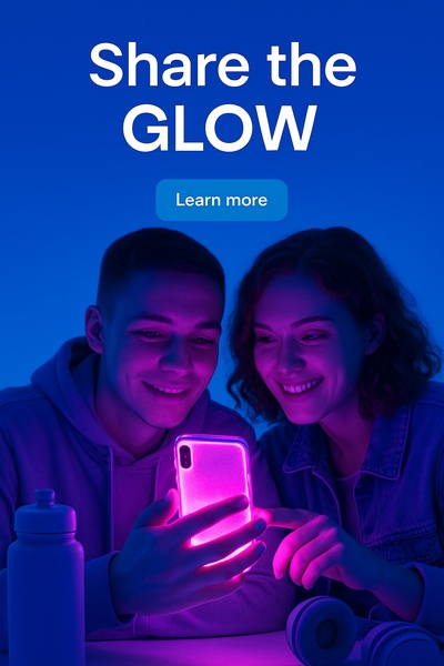 Person Sharing a Radiant Phone Display with a Friend