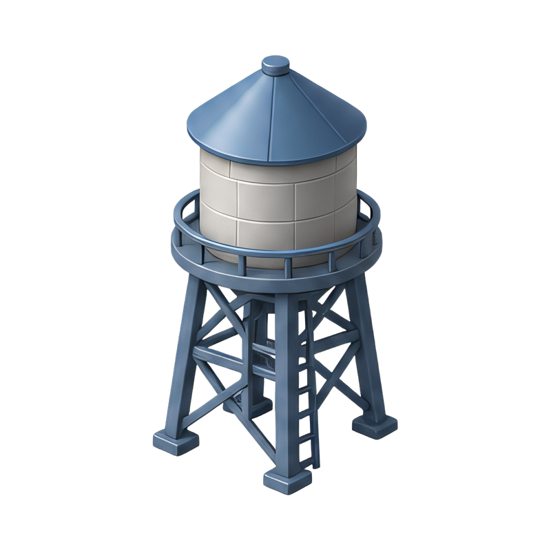 rustic water tower on legs