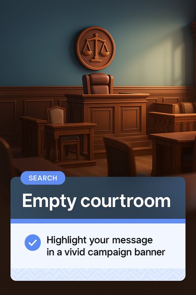 Elegant Empty Courtroom Advertisement Template for Campaigns