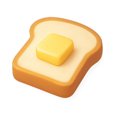Realistic Slice of Bread with Butter Representation