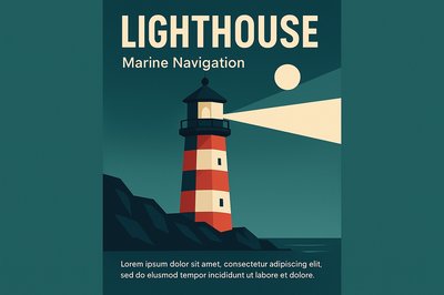 Stylized Lighthouse Illustration for Marine Navigation
