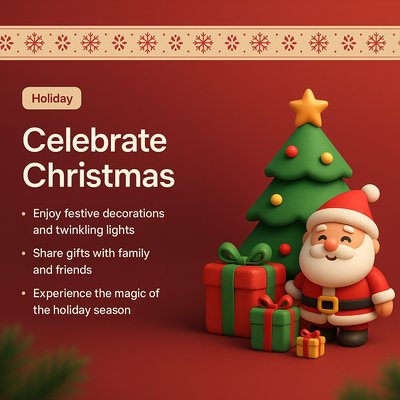Festive Christmas Landing Page Design with 3D Illustration