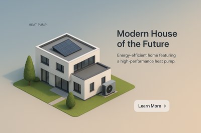 Futuristic Energy-Efficient Modern House with Heat Pump