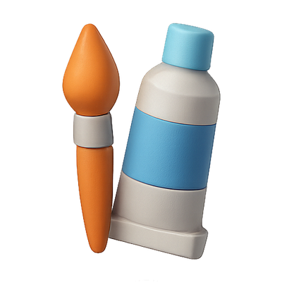 Illustrative Art Supplies with Modern Design