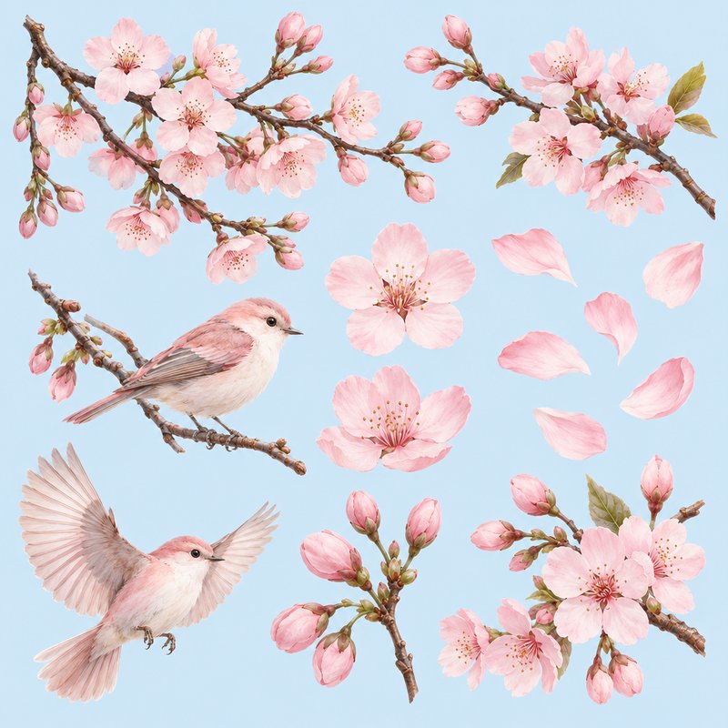 Cherry blossom design elements