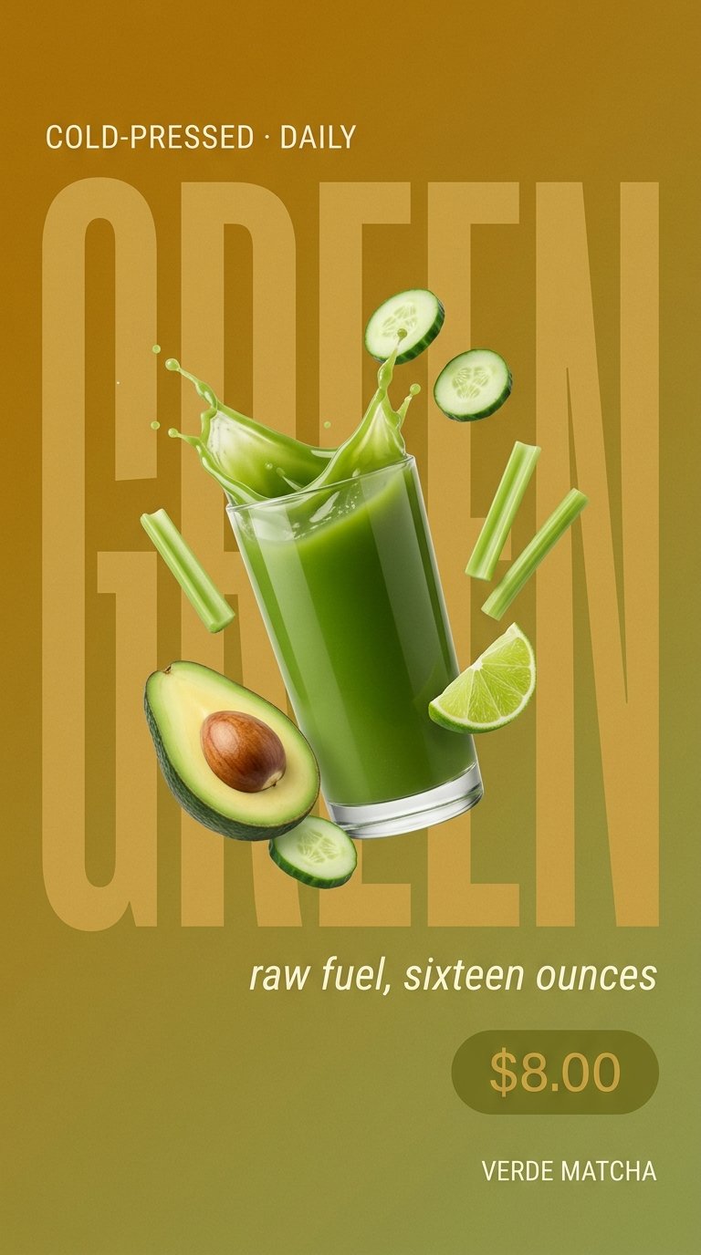 vibrant green juice with mustard