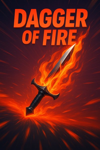 Dynamic Dagger of Fire Illustration with Bold Title