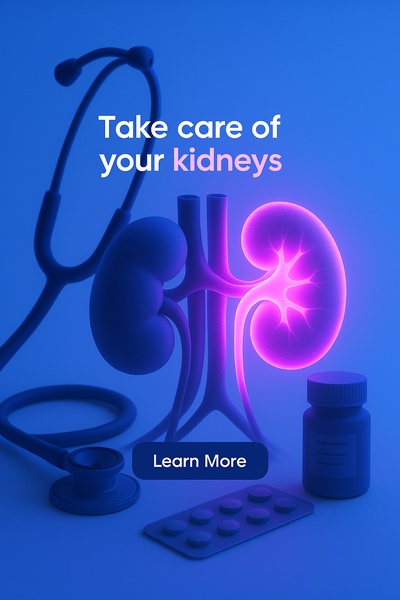 Neon Glow of Kidneys in a Blue Atmosphere