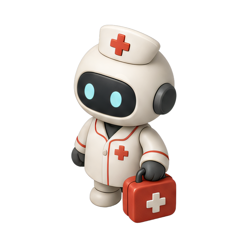 robot nurse with first aid kit