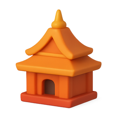 Stylized Orange Temple Model with Simplistic Design