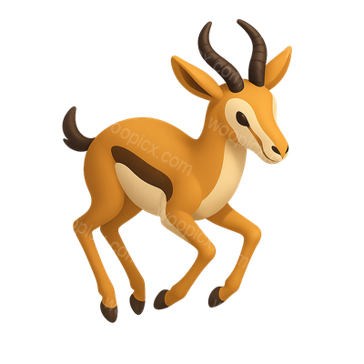 3D Springbok Icon in Isometric Design