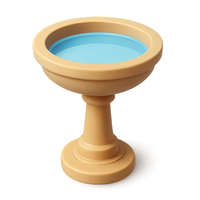 Stylish 3D Bird-Bath Icon in Isometric View