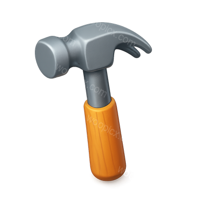 Stylized 3D Claw Hammer Icon with Orange Handle