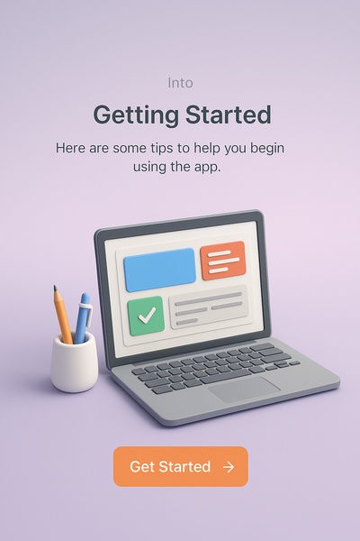 Realistic 3D Illustration of Laptop with Tips for App Usage
