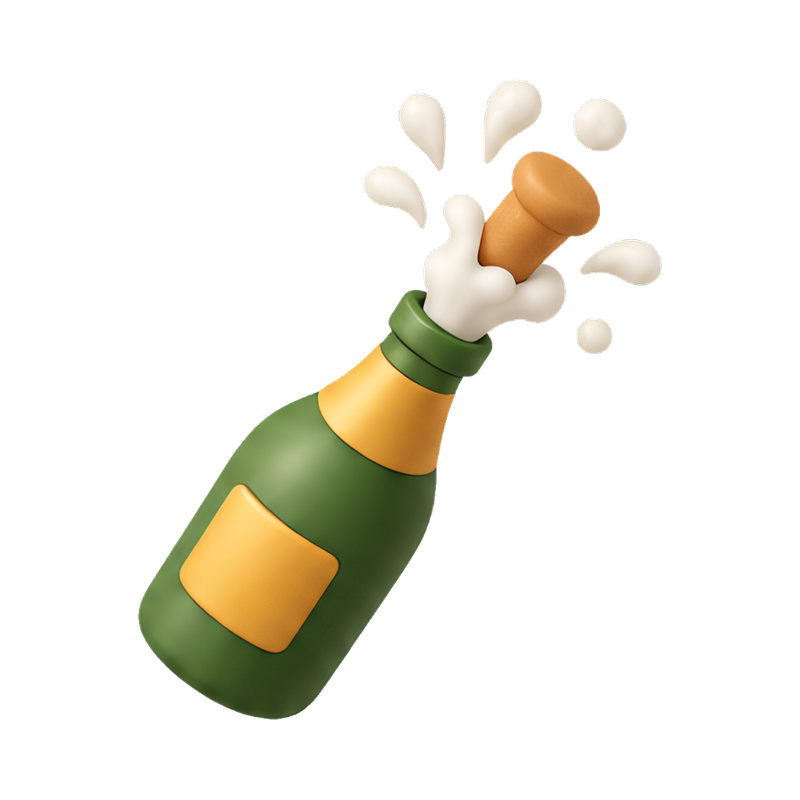 Champagne bottle popping celebration