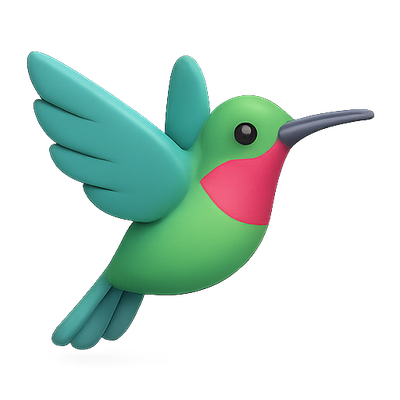 Colorful 3D Hummingbird Illustration