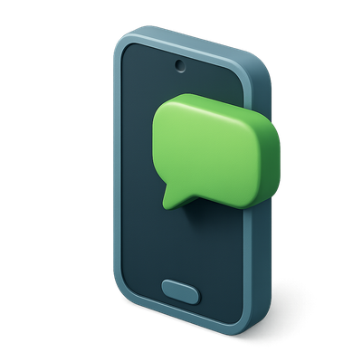 3D Smartphone Icon with Message Bubble in Isometric View