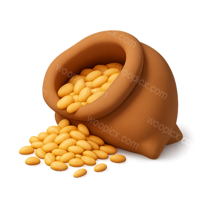 3D Icon of a Bag Spilling Yellow Grains