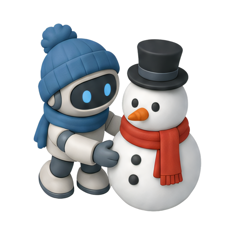 robot building a snowman