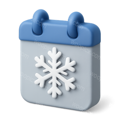 3D Snowflake Calendar Icon with Isometric Design