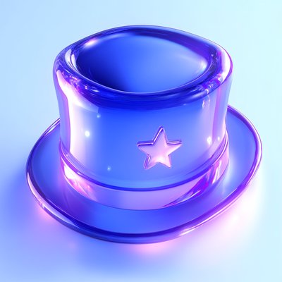 Stylized Glass Top Hat with Star Design