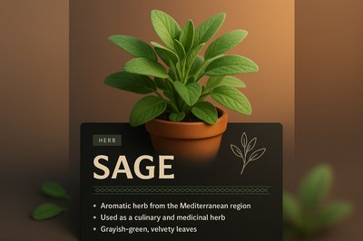 3D Illustration of Sage Herb with Informative Block