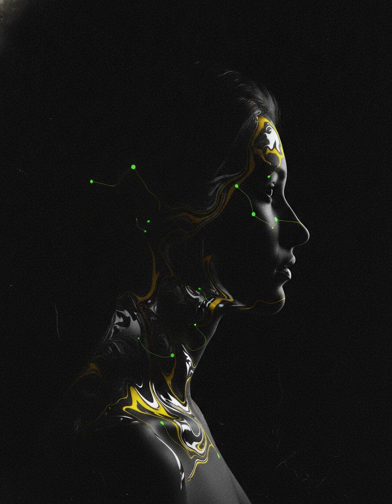 Moody profile portrait with texture