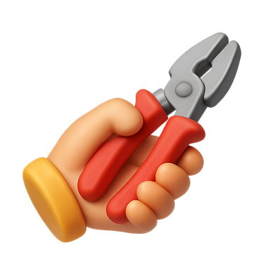 3D Icon of Hand Holding Pliers in Isometric View