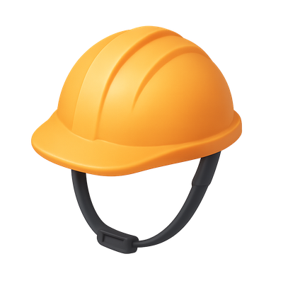 3D Isometric Hard Hat Icon with Chin Strap