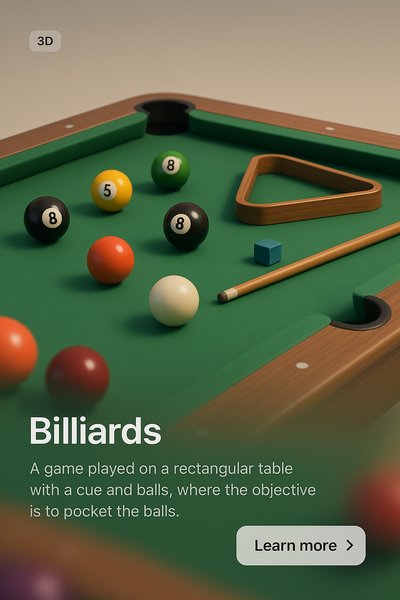 Realistic 3D Billiards Illustration with Cue and Balls
