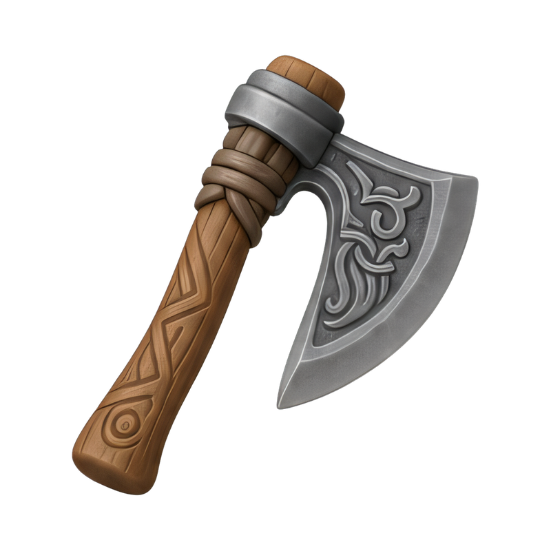 rustic bearded axe on wood