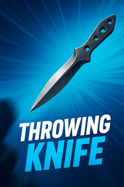 Dynamic Throwing Knife Illustration with Bold Typography