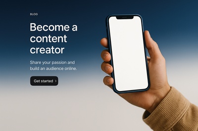 Stylish Blue Phone in Blogger's Hand for Content Creation
