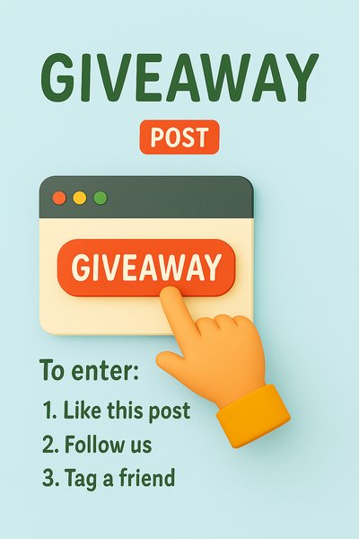 3D Giveaway Announcement Graphic with Interactive Elements
