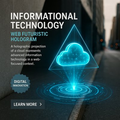 Futuristic Hologram of Cloud Technology in Urban Setting