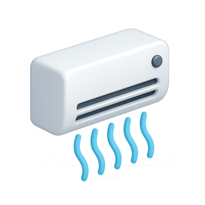 Stylish 3D Air Conditioner Icon with Cooling Effect