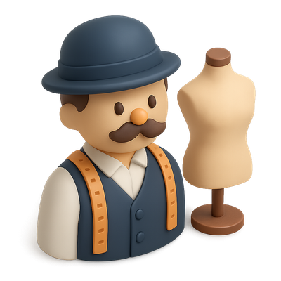 Creative 3D Tailor Icon with Mannequin