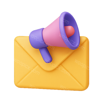3D Email Notification Icon with Megaphone