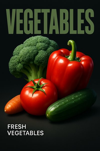 Vibrant Fresh Vegetables Composition on Dark Background