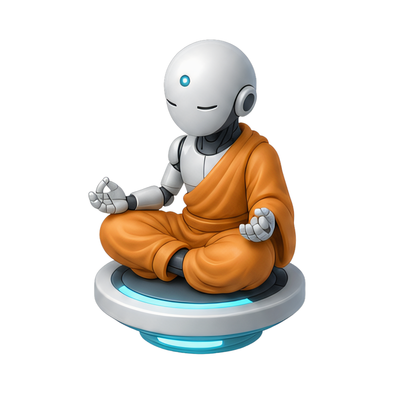 cyber monk in meditation