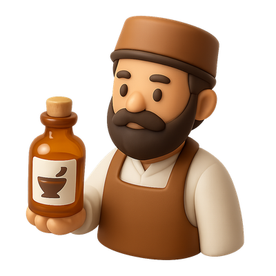 Charming 3D Apothecary Icon with Medicine Bottle