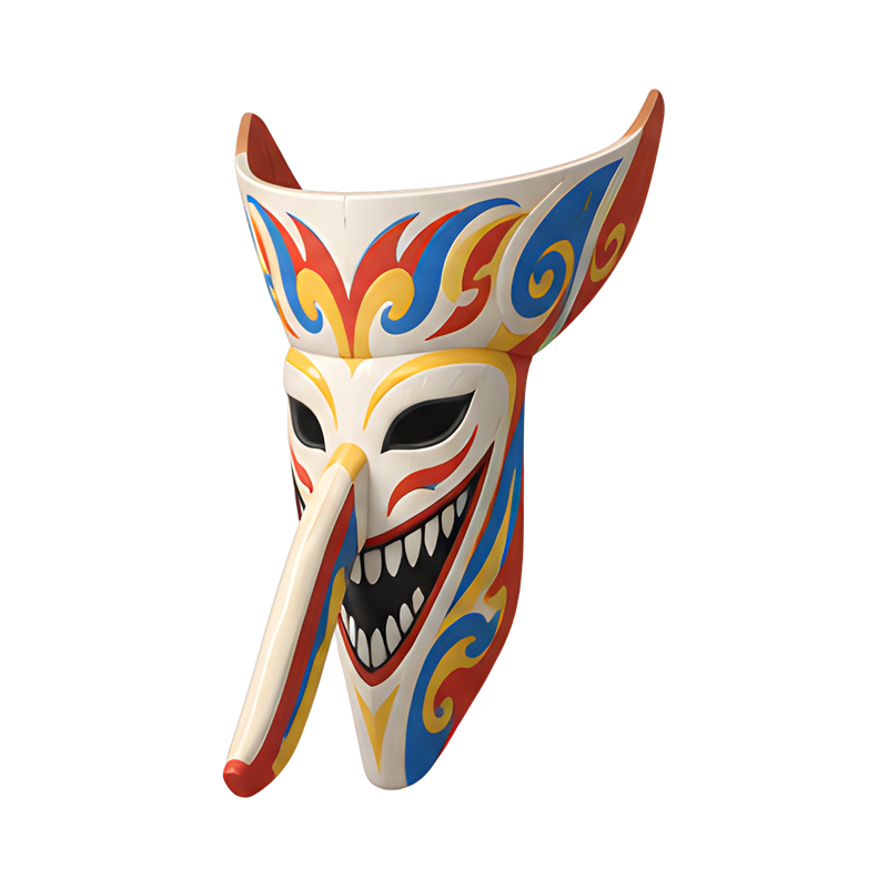 Colorful long-nosed ghost mask