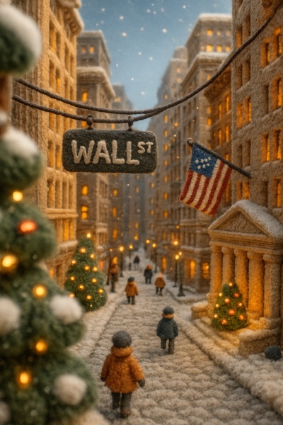Winter Wonderland on Wall Street in 3D Yarn Art