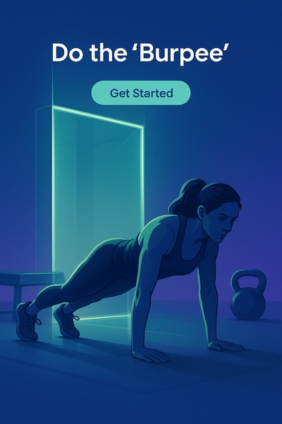 Dynamic Burpee Pose in Neon Shadow