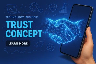 Futuristic Digital Handshake Concept for Business Trust
