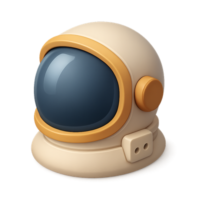 Stylized 3D Astronaut Helmet Icon in Isometric View