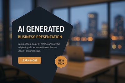 Evening Office Realism: AI Generated Business Presentation Background